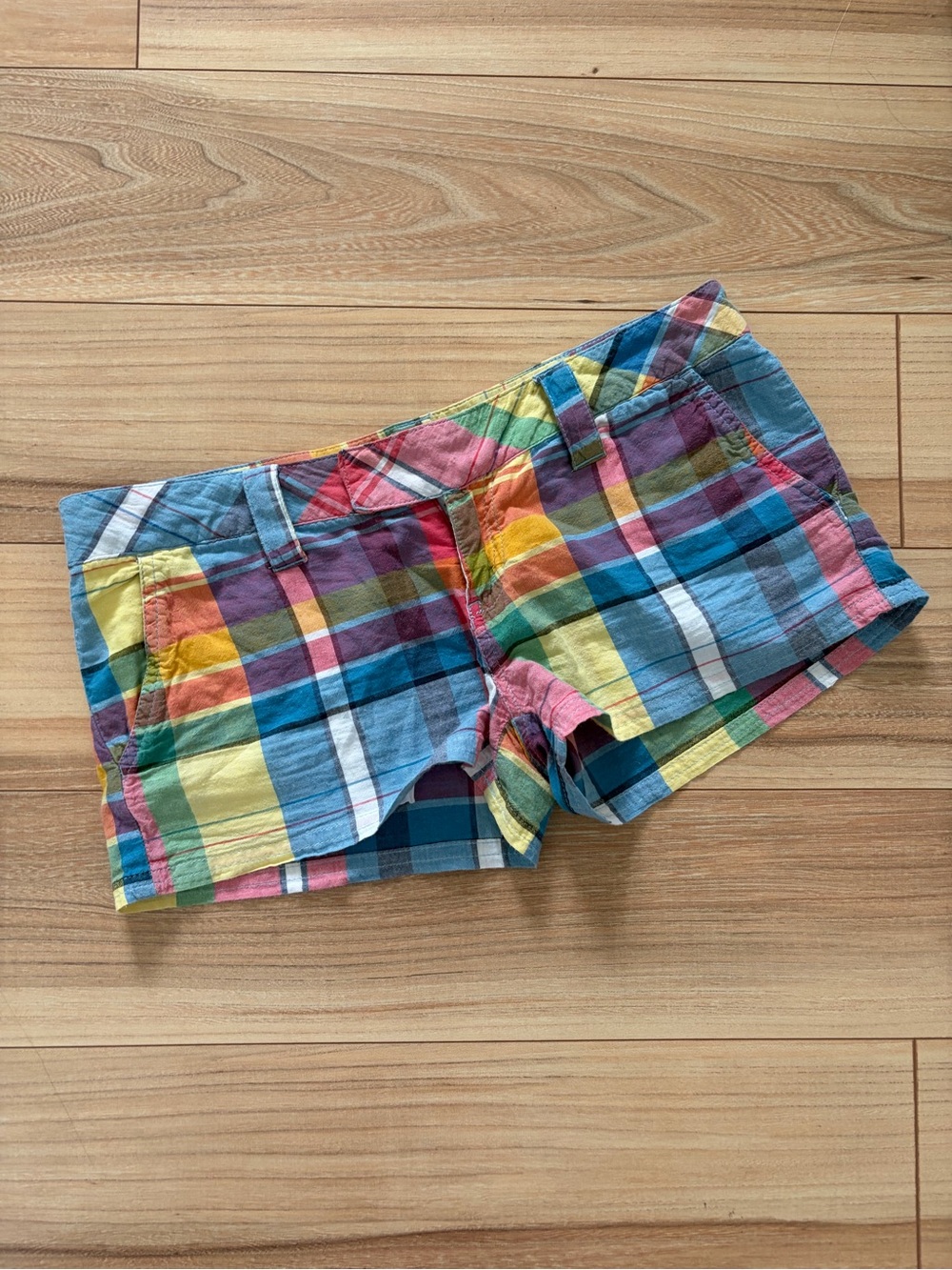 Vintage Y2K Colorful Plaid Billabong Micro Mini Shorts Size 1